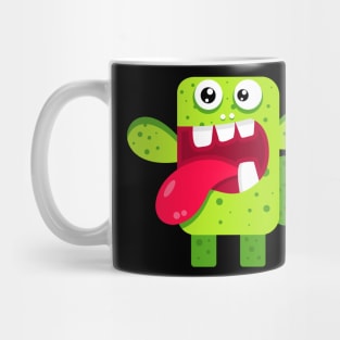 Funny green monster. Green cactus monster Mug